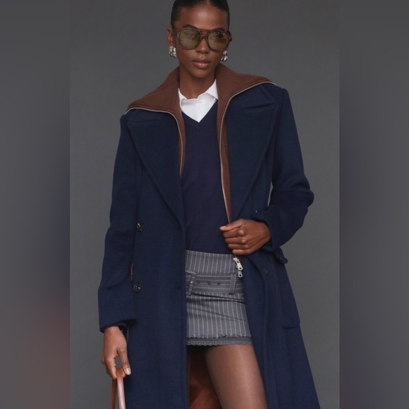 Avec Les Filles double breasted coat with cardigan dickie - Picture 6 of 16